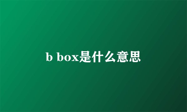 b box是什么意思