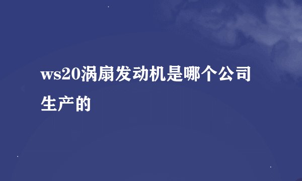ws20涡扇发动机是哪个公司生产的