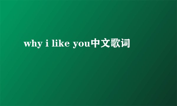 why i like you中文歌词
