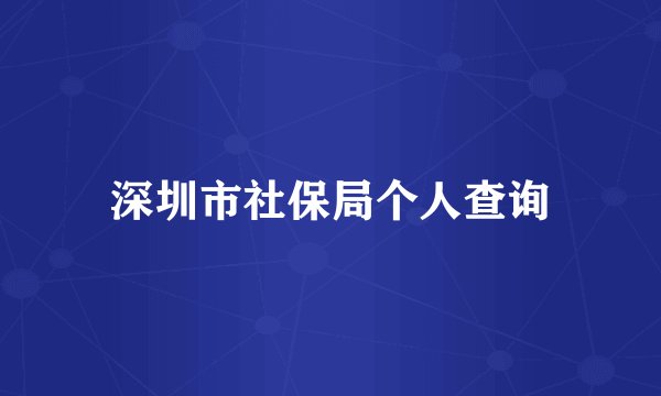 深圳市社保局个人查询