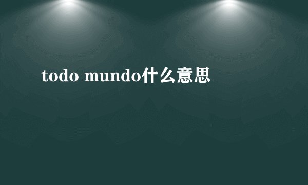 todo mundo什么意思