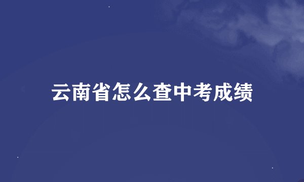 云南省怎么查中考成绩