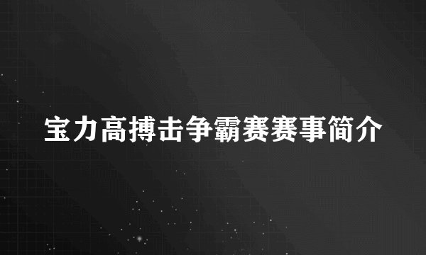 宝力高搏击争霸赛赛事简介