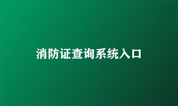 消防证查询系统入口