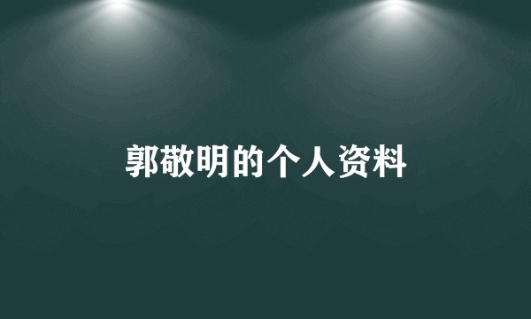 郭敬明的个人资料