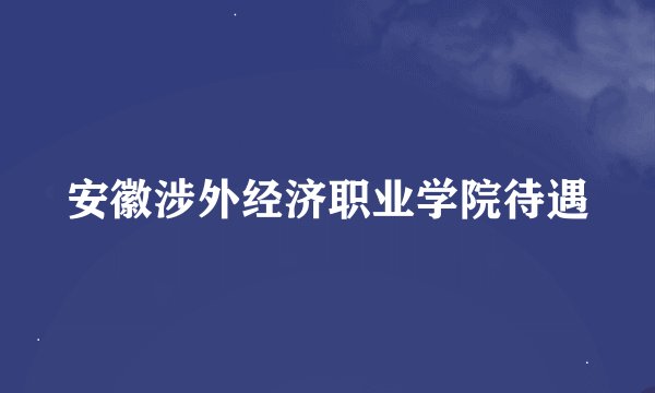 安徽涉外经济职业学院待遇