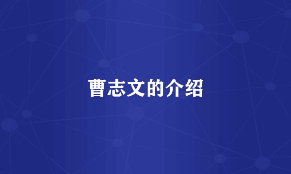 曹志文的介绍