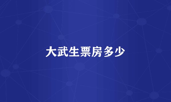 大武生票房多少