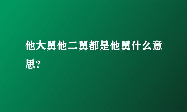 他大舅他二舅都是他舅什么意思?