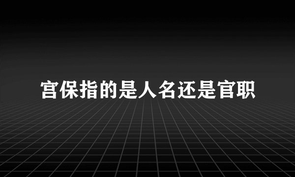 宫保指的是人名还是官职