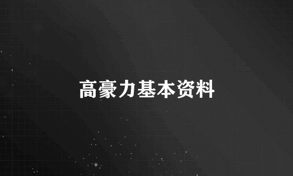 高豪力基本资料