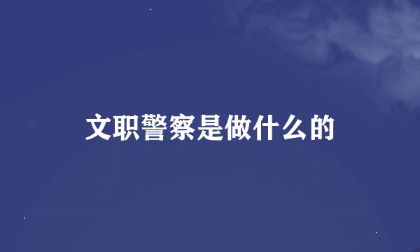 文职警察是做什么的