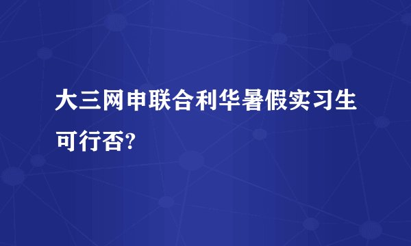 大三网申联合利华暑假实习生可行否?