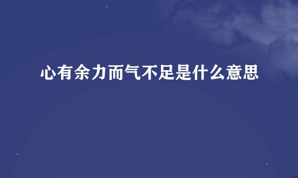 心有余力而气不足是什么意思