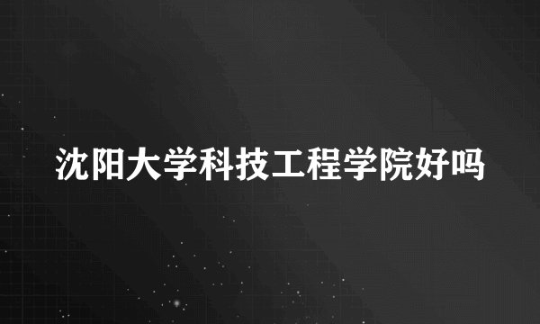 沈阳大学科技工程学院好吗