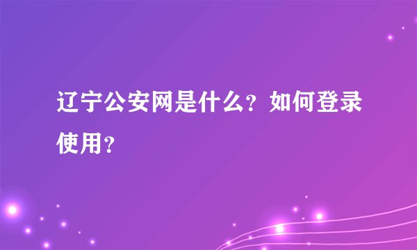 辽宁公安网是什么？如何登录使用？