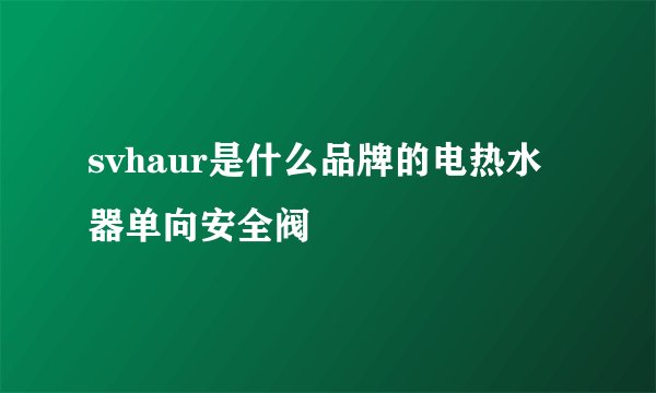 svhaur是什么品牌的电热水器单向安全阀