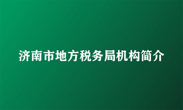济南市地方税务局机构简介