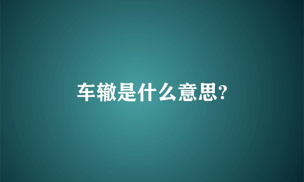 车辙是什么意思?