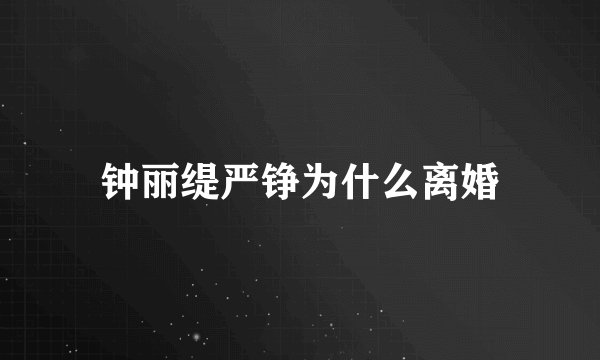 钟丽缇严铮为什么离婚