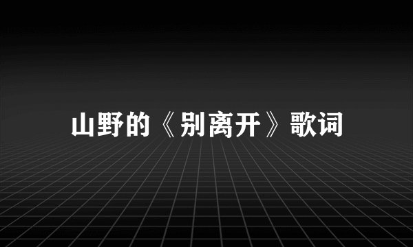 山野的《别离开》歌词