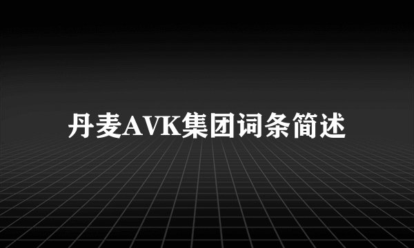 丹麦AVK集团词条简述