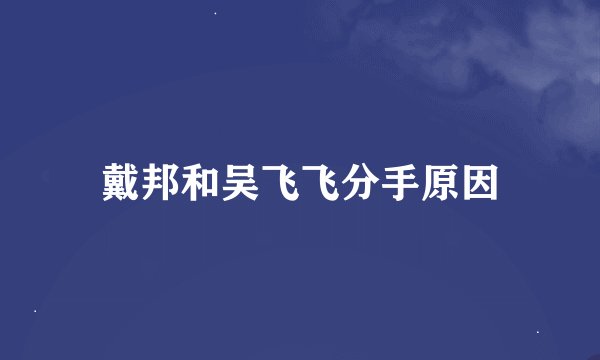 戴邦和吴飞飞分手原因