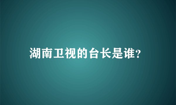 湖南卫视的台长是谁？