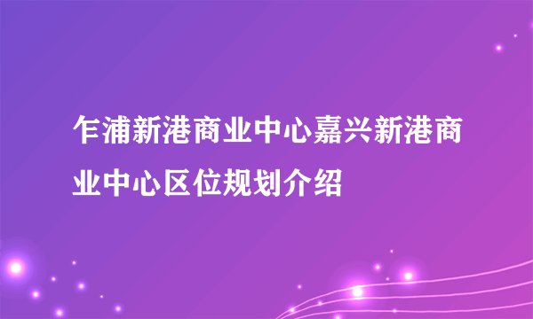 乍浦新港商业中心嘉兴新港商业中心区位规划介绍