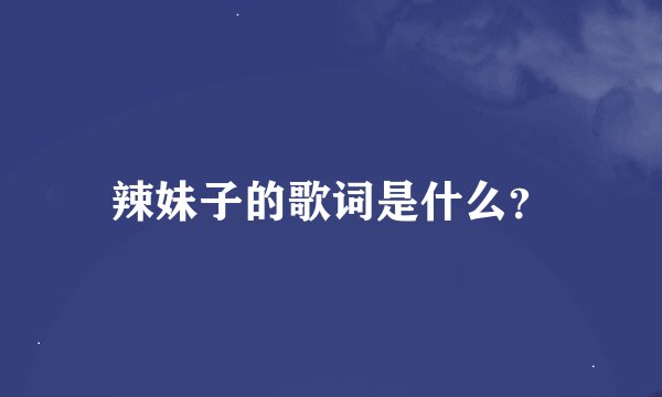 辣妹子的歌词是什么？