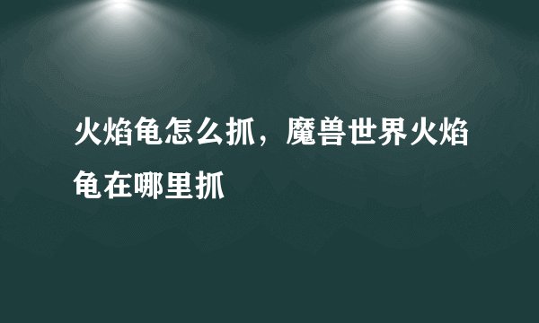 火焰龟怎么抓，魔兽世界火焰龟在哪里抓