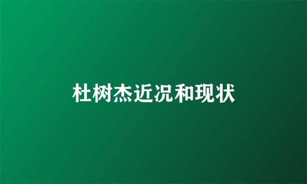 杜树杰近况和现状