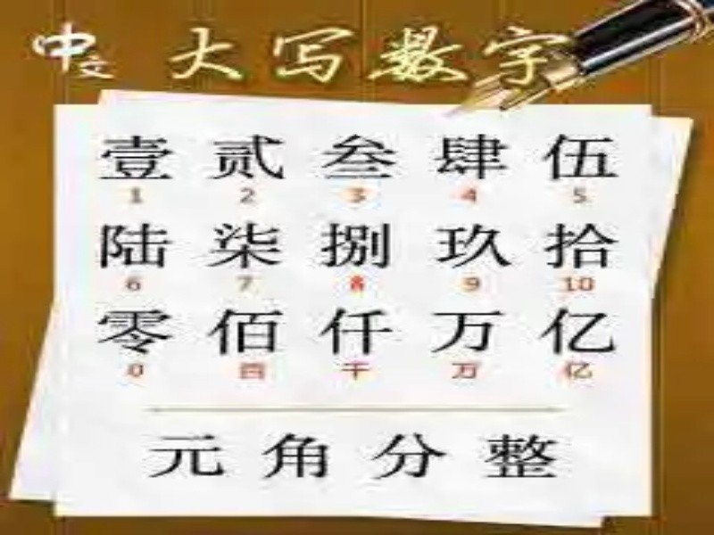 一、二、三、四、五、六、七、八、九、十、壹拾、贰拾、叁拾等字样。