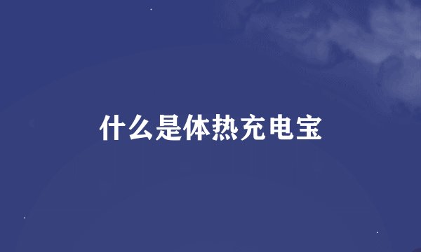 什么是体热充电宝