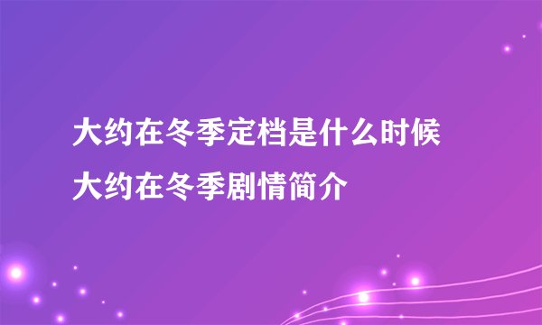 大约在冬季定档是什么时候 大约在冬季剧情简介