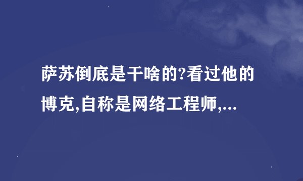萨苏倒底是干啥的?看过他的博克,自称是网络工程师,但在环球时报上