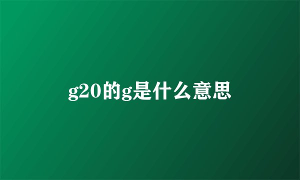 g20的g是什么意思