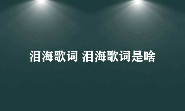 泪海歌词 泪海歌词是啥