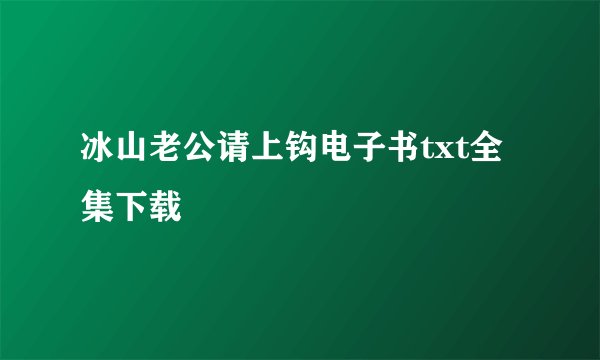 冰山老公请上钩电子书txt全集下载