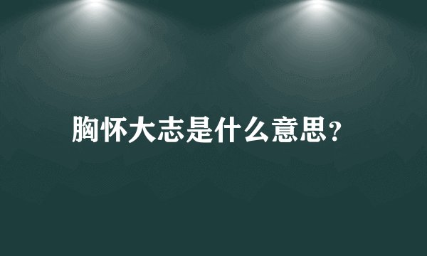 胸怀大志是什么意思？