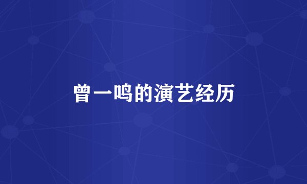 曾一鸣的演艺经历