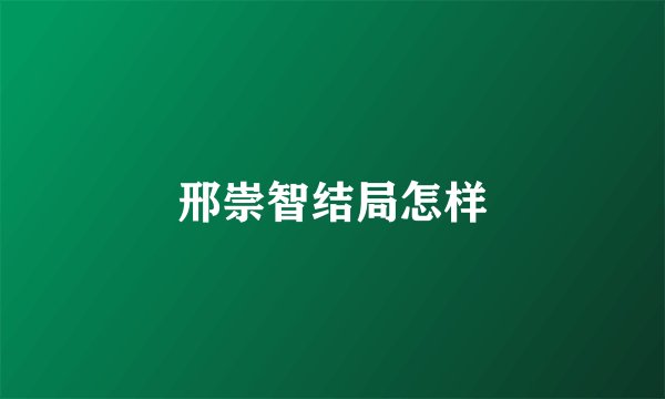 邢崇智结局怎样