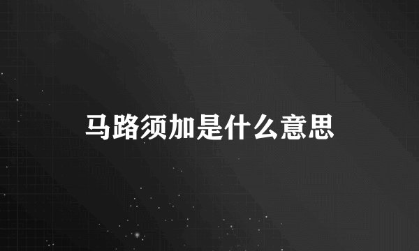 马路须加是什么意思