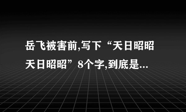 岳飞被害前,写下“天日昭昭天日昭昭”8个字,到底是什么意思？