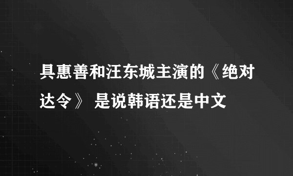 具惠善和汪东城主演的《绝对达令》 是说韩语还是中文