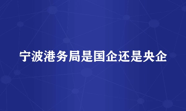 宁波港务局是国企还是央企