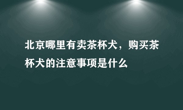 北京哪里有卖茶杯犬，购买茶杯犬的注意事项是什么