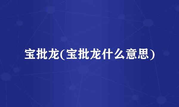 宝批龙(宝批龙什么意思)