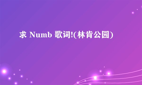 求 Numb 歌词!(林肯公园)