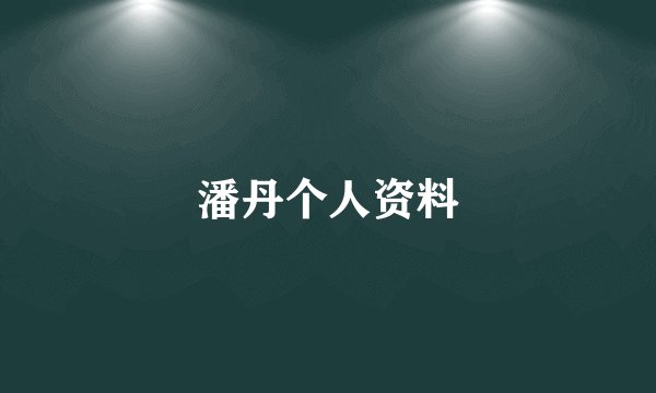 潘丹个人资料